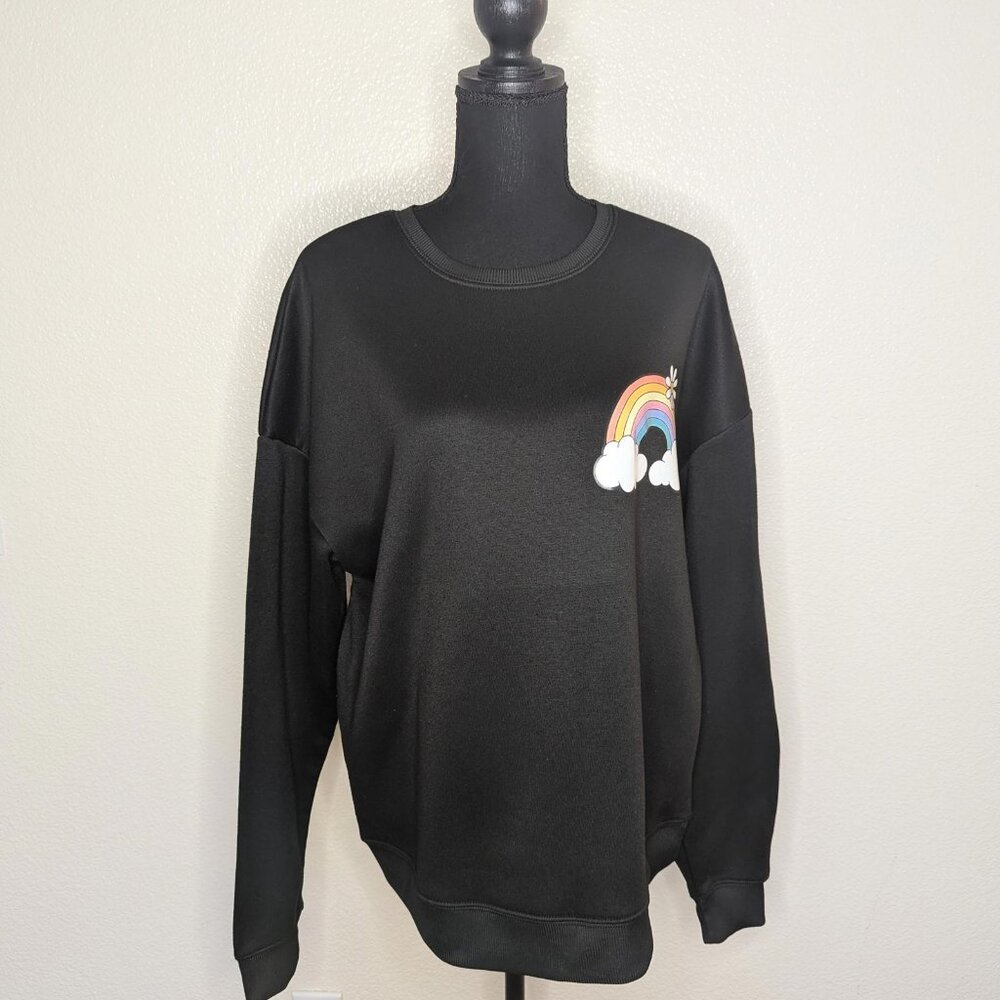 SHEIN Graphic Rainbow Logo Women's Thermal Lined Sweater In‎ Black